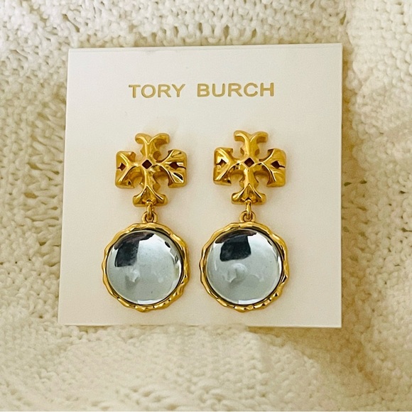 TORY BURCH Drop Dangle blue stone - Picture 1 of 5